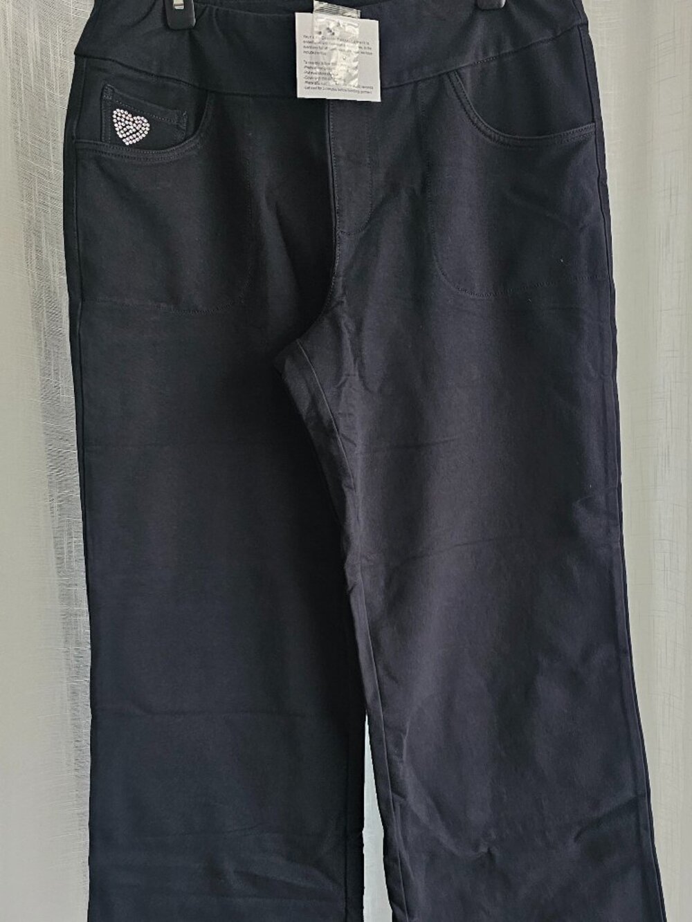 Quacker Factory Dream Jeannes A704689 Regular Wide Leg Full Length Pants Black